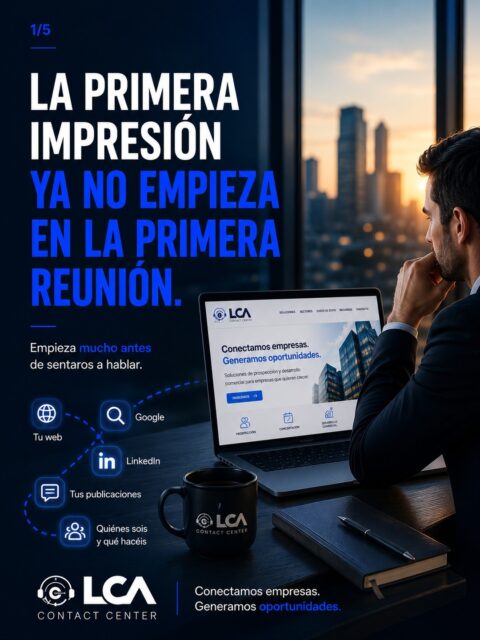 La primera impresión ya no empieza en la primera reunión.

Empieza mucho antes.

Cuando un potencial cliente busca tu empresa en Google.

Cuando entra en tu página web.

Cuando visita tu perfil de LinkedIn.

Cuando lee una publicación.

Antes incluso de responder a tu correo o aceptar una reunión, ya está formando una opinión sobre ti.

Por eso, hoy la presencia digital no es un complemento del proceso comercial.

Es parte del proceso comercial.

En este carrusel te contamos por qué cada detalle de tu comunicación puede acercarte... o alejarte de tu próxima oportunidad.

💬 ¿Qué es lo primero que haces tú antes de reunirte con un posible proveedor? Te leemos en comentarios.

#LCAContactCenter #VentasB2B #DesarrolloComercial #LinkedIn #MarcaPersonal #ProspecciónComercial #BusinessDevelopment #Confianza #MarketingB2B